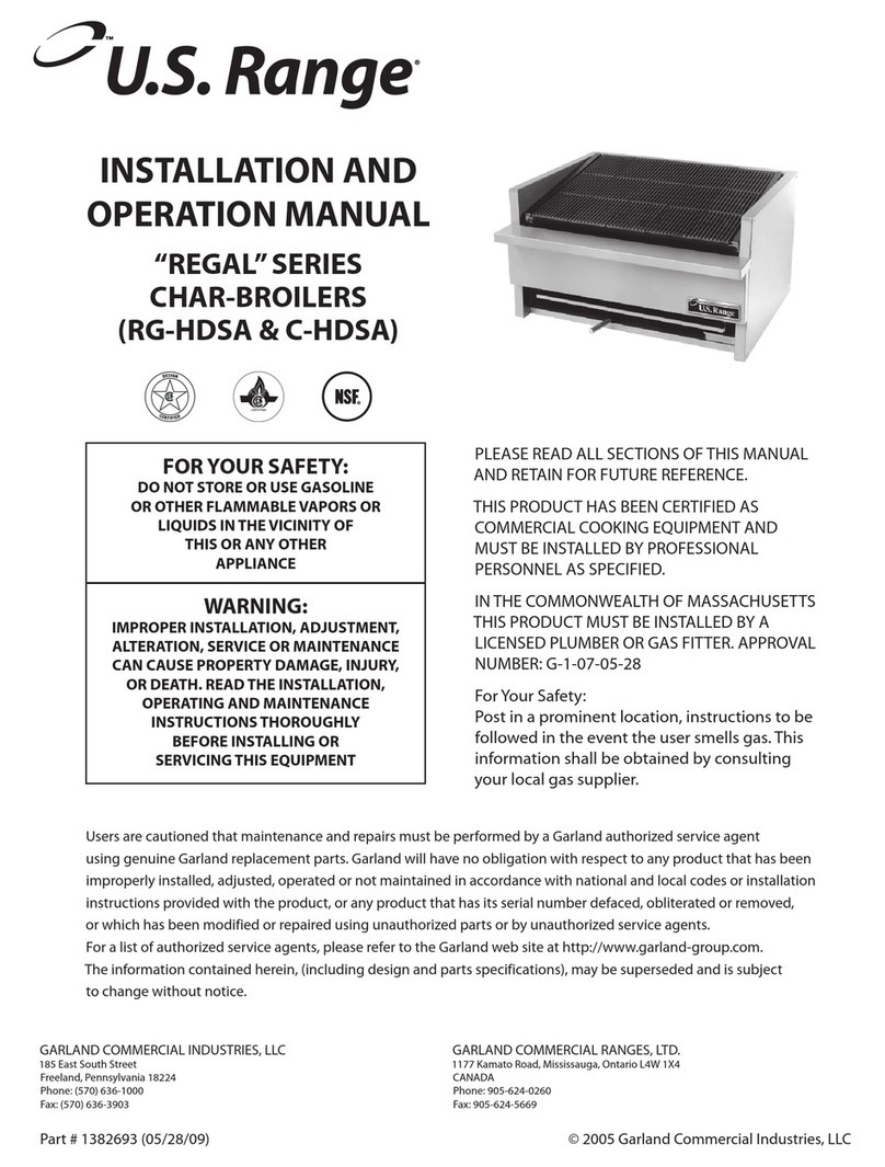 U.S. Range "REGAL" SERIES Installation and operation manual