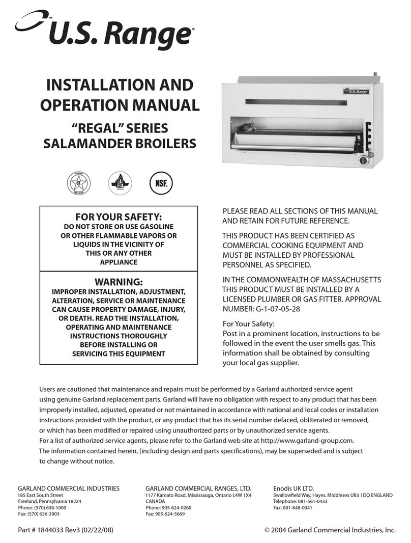 U.S. Range "REGAL" SERIES Installation and operation manual