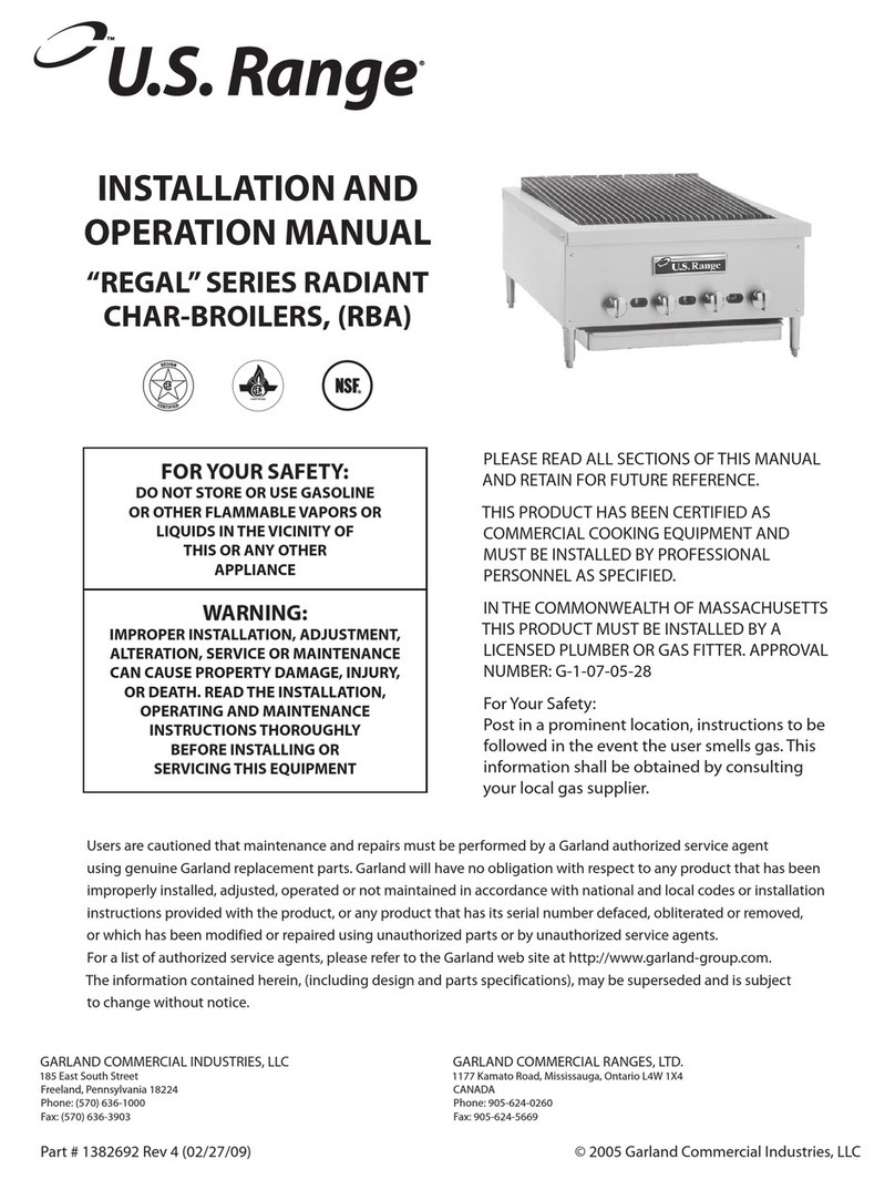 U.S. Range "REGAL" SERIES Installation and operation manual