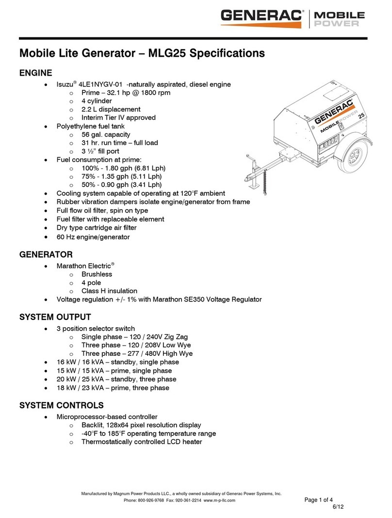 Generac Power Systems Mobile Power MLG25 User manual