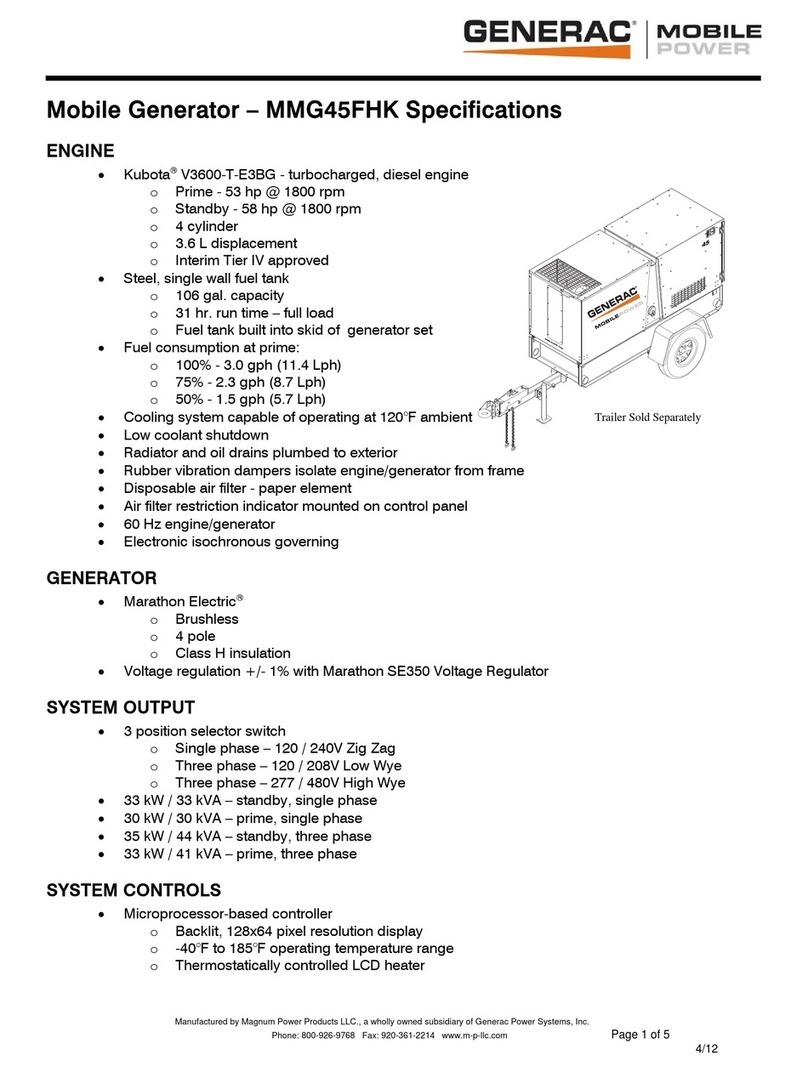 Generac Power Systems Mobile Power MMG45FHK Specifications