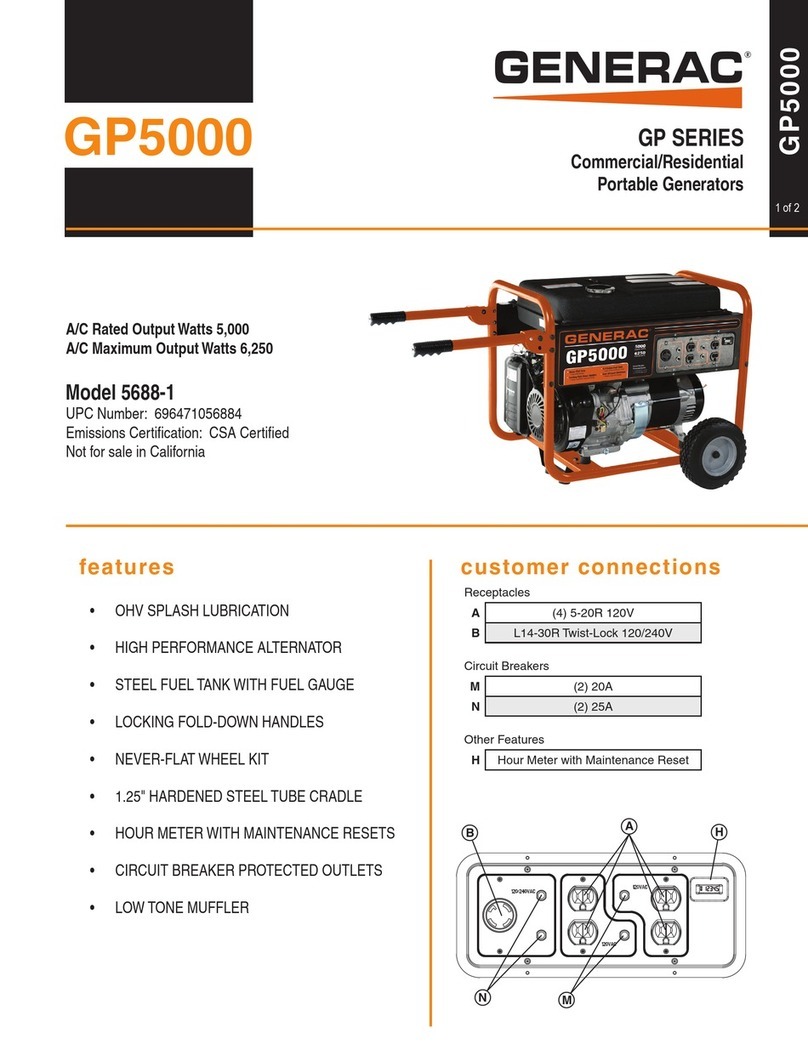 Generac Power Systems GP5000 GP SERIES User manual Generac Power Systems GP5000 GP SERIES User manual