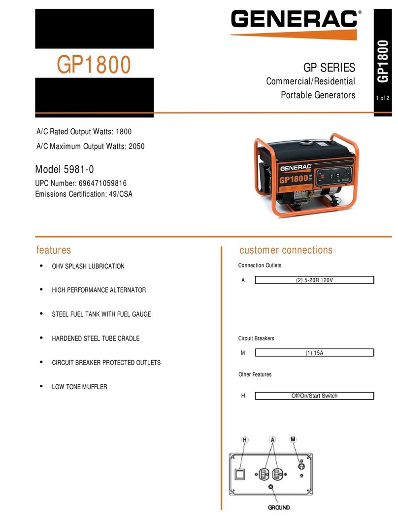 Generac Power Systems GP1800 User manual