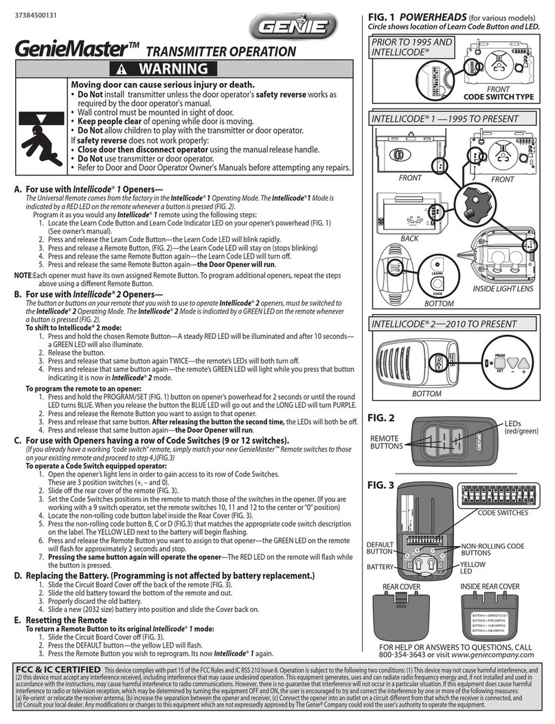 Genie GenieMaster TRANSMITTER manual