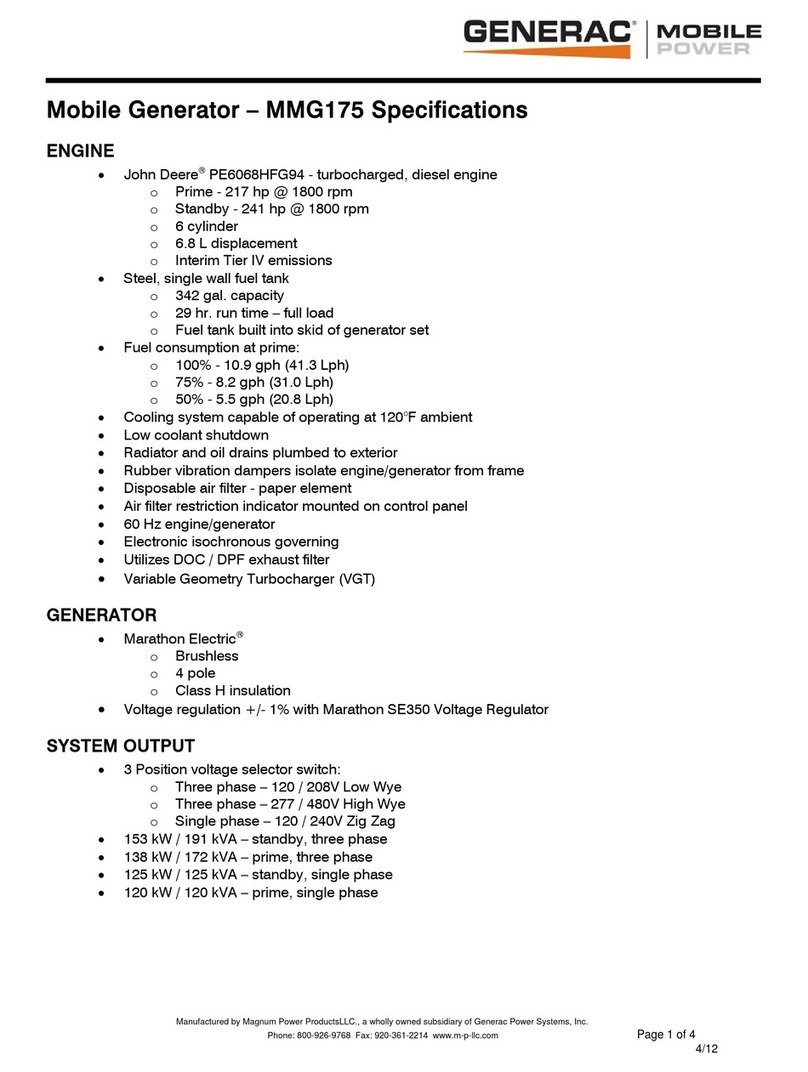 Generac Power Systems Mobile Power MMG175 User manual