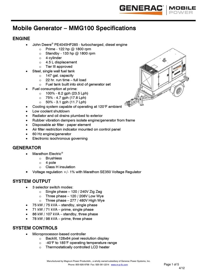 Generac Power Systems Mobile Power MMG100 Specifications