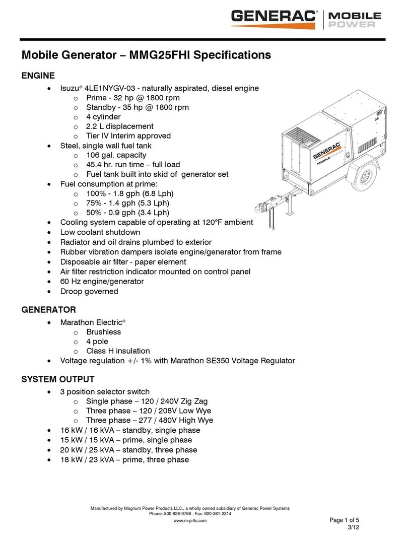 Generac Power Systems Mobile Power MMG25FHI User manual