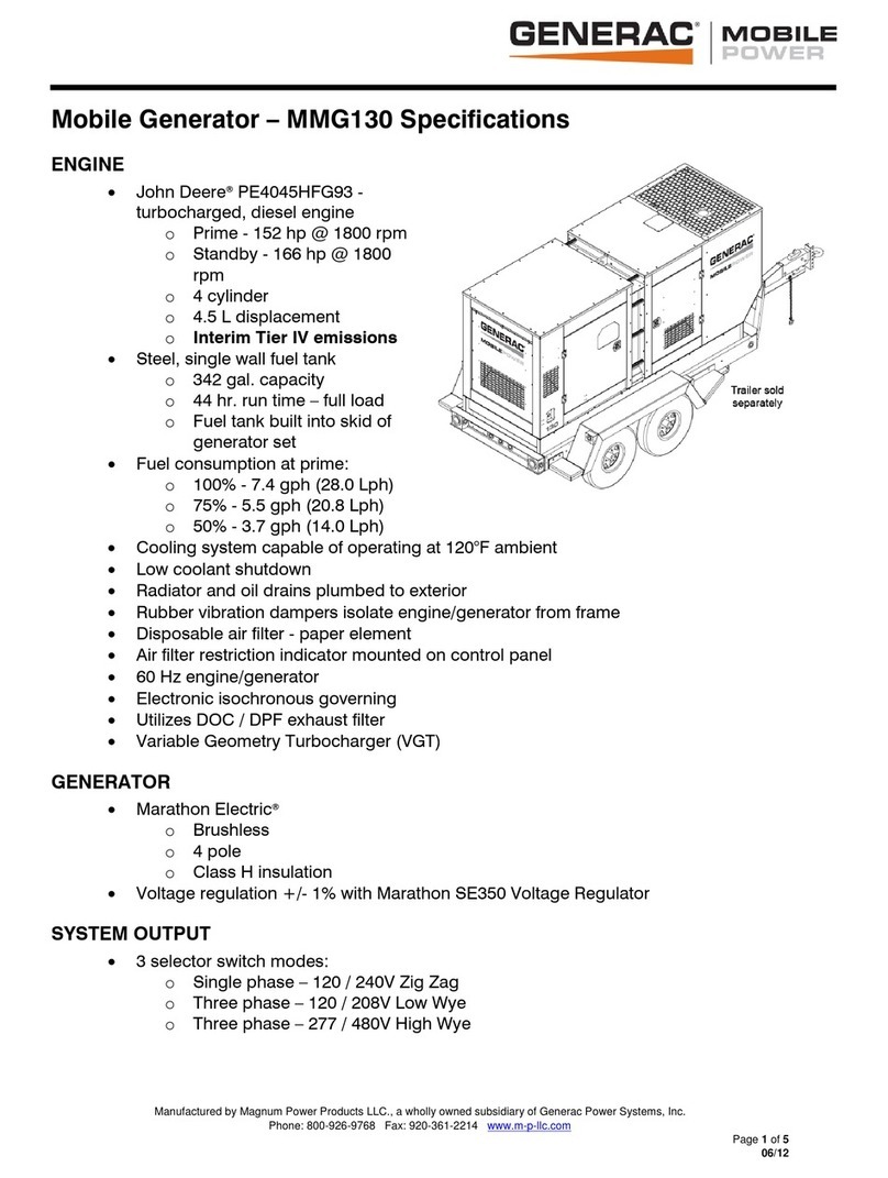 Generac Power Systems Mobile Power MMG130 User manual