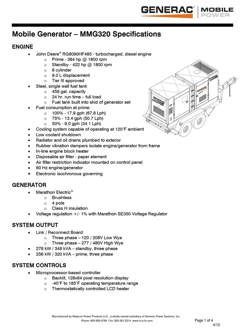 Generac Power Systems Mobile Power MMG320 Specifications