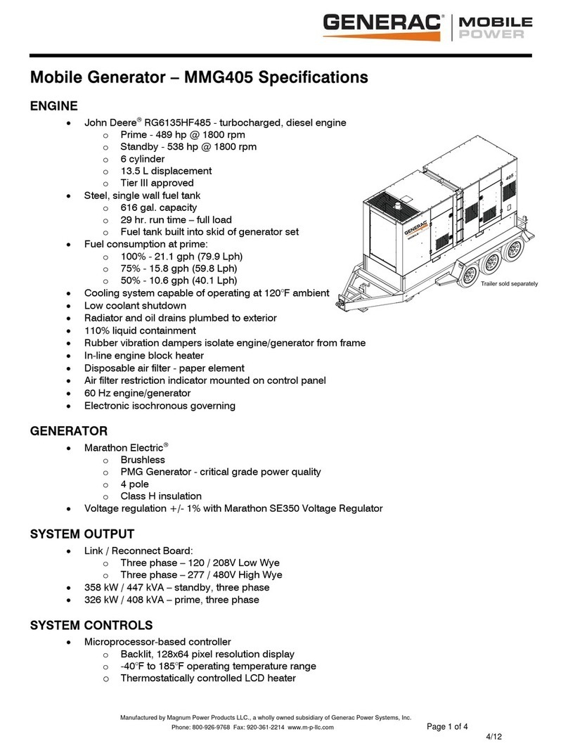 Generac Power Systems Mobile Power MMG405 User manual