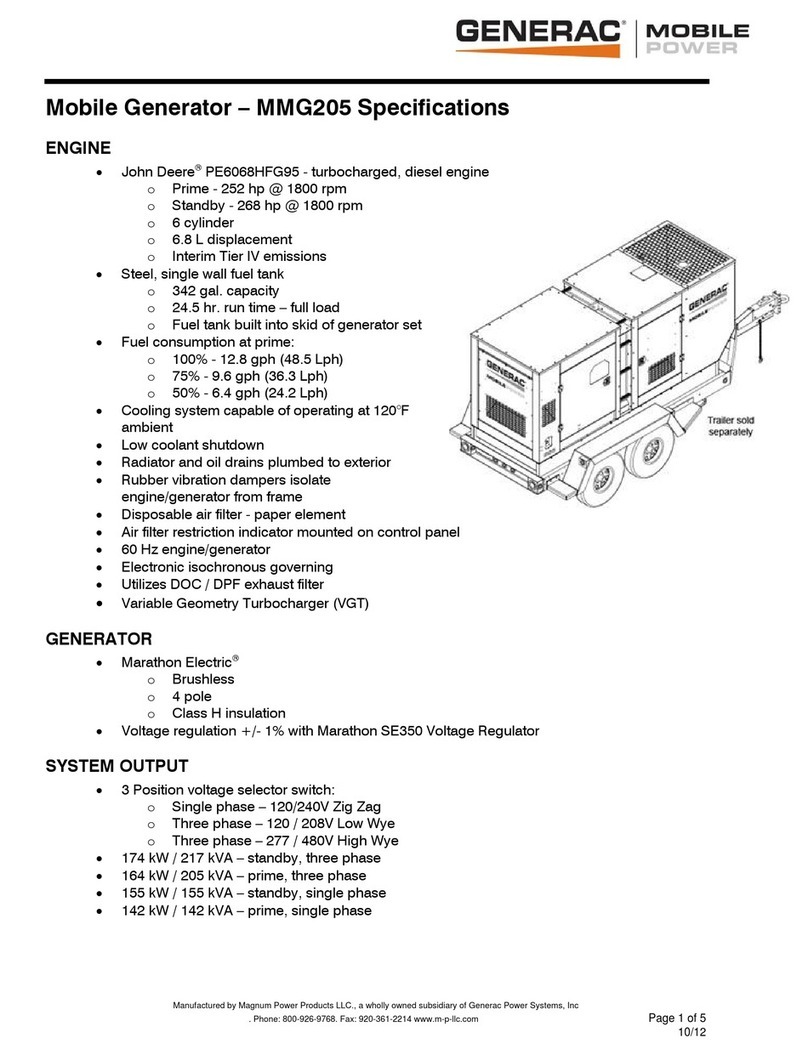 Generac Power Systems Mobile Power MMG205 User manual