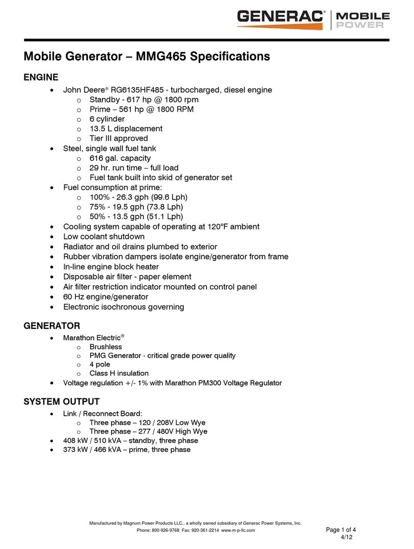 Generac Power Systems Mobile Power MMG465 Specifications