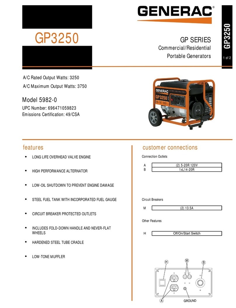 Generac Power Systems GP3250 specification