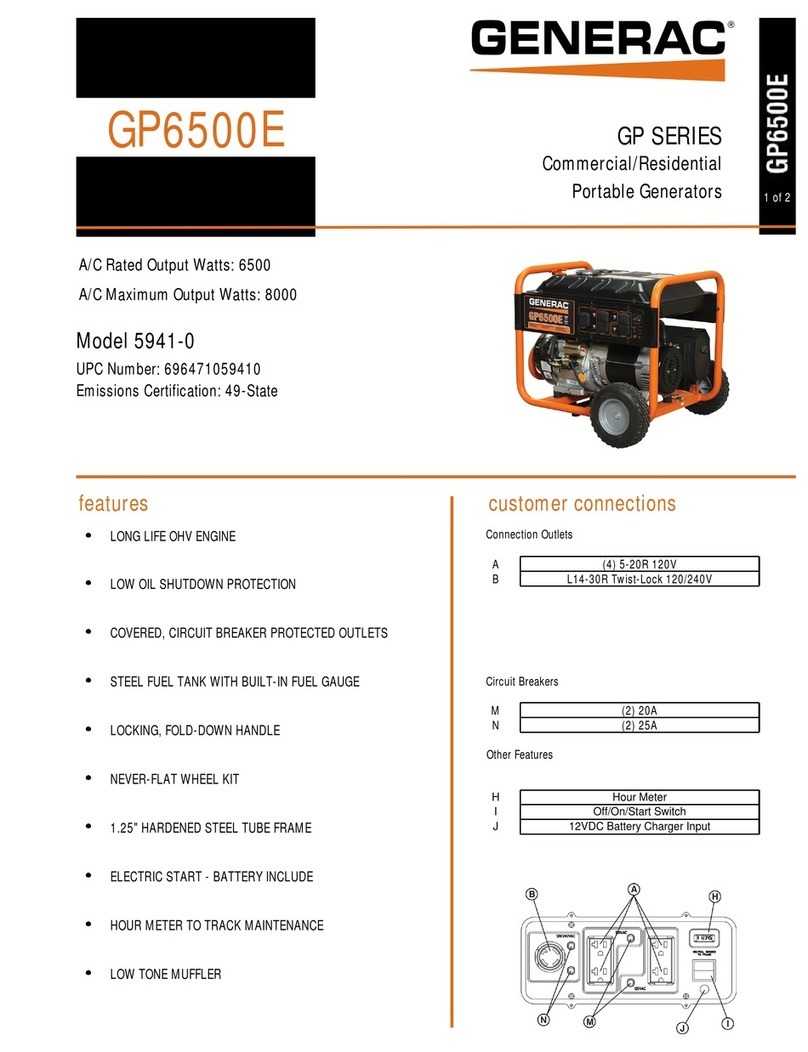 Generac Power Systems GP6500E GP SERIES User manual