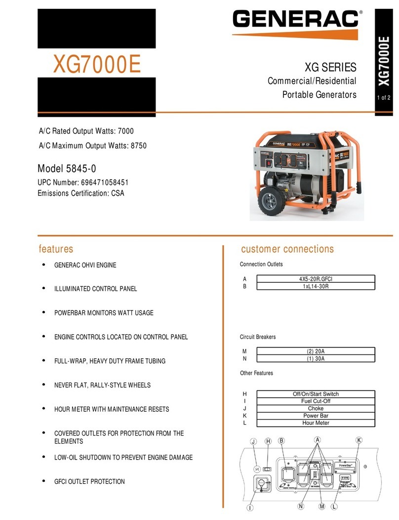 Generac Power Systems XG7000E XG SERIES specification