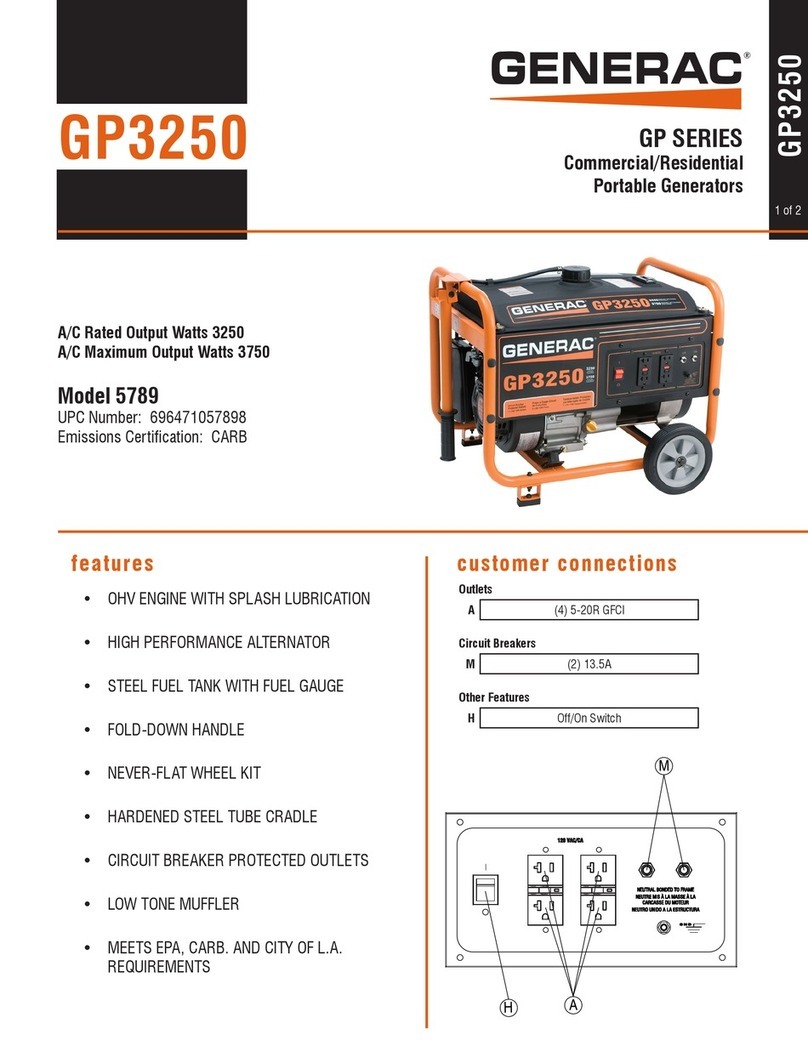 Generac Power Systems GP3250 specification Generac Power Systems GP3250 specification