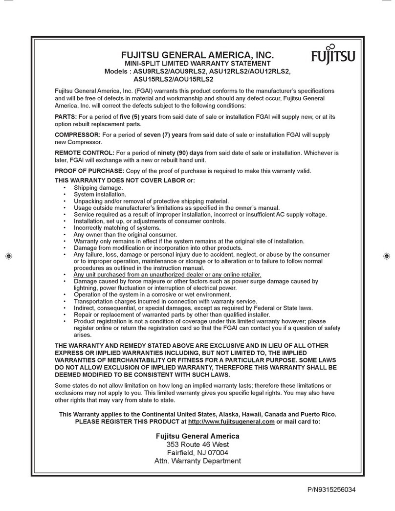 Fujitsu Halcyon ASU9RLS2 User manual