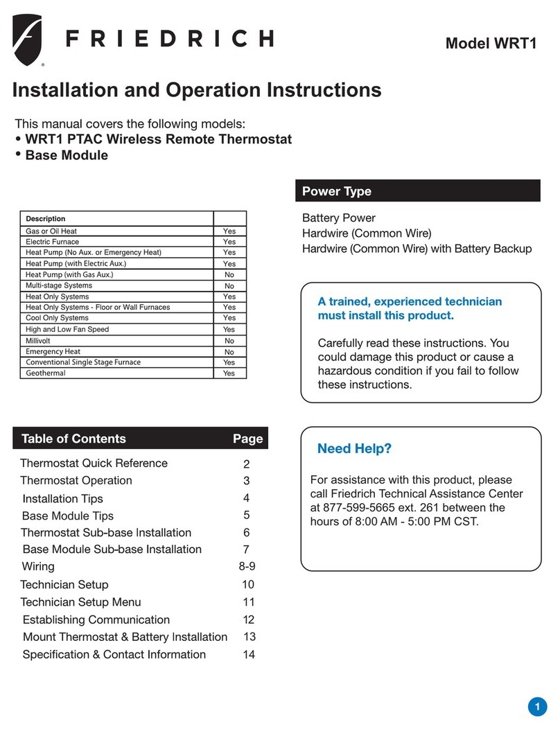 Friedrich WRT1 PTAC User manual