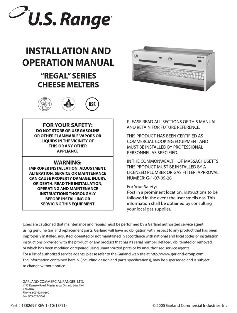 U.S. Range "REGAL" SERIES Installation and operation manual