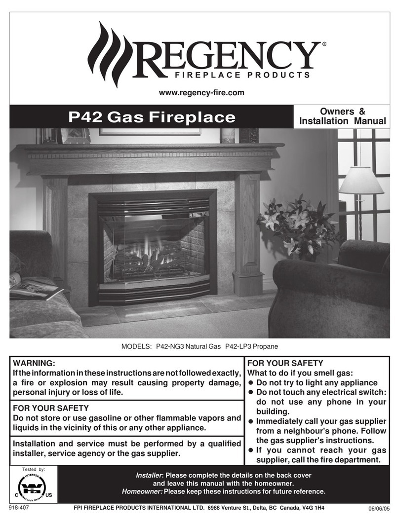 Regency P42-LP3 Owners & installation manual