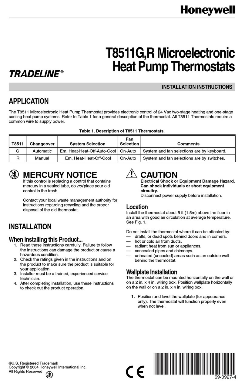 Honeywell Tradeline T8511G User manual