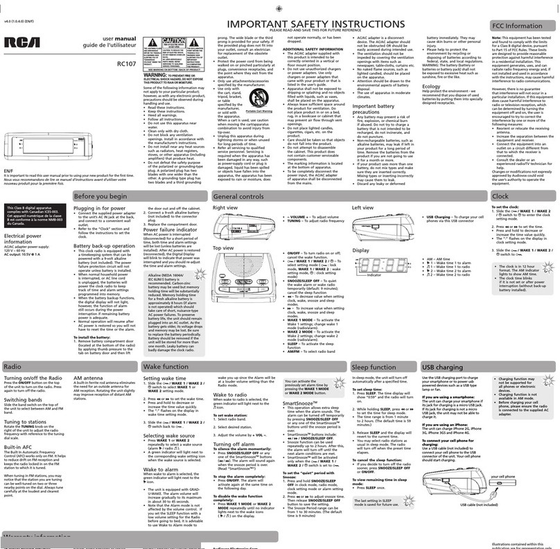 RCA RC107 User manual