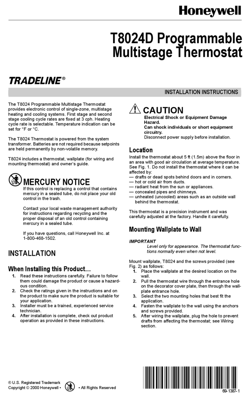 Honeywell Tradeline T8024D installation instructions