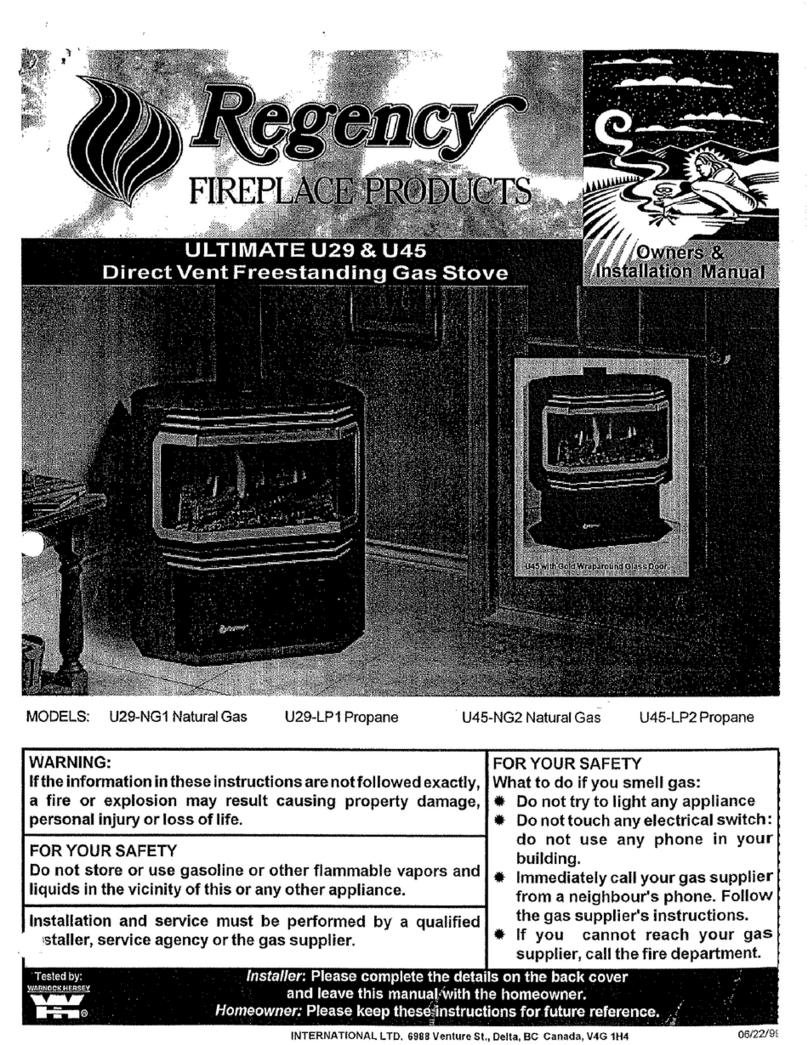 Regency ULTIMATE U29-LP1 Owners & installation manual Regency ULTIMATE U29-LP1 Owners & installation manual