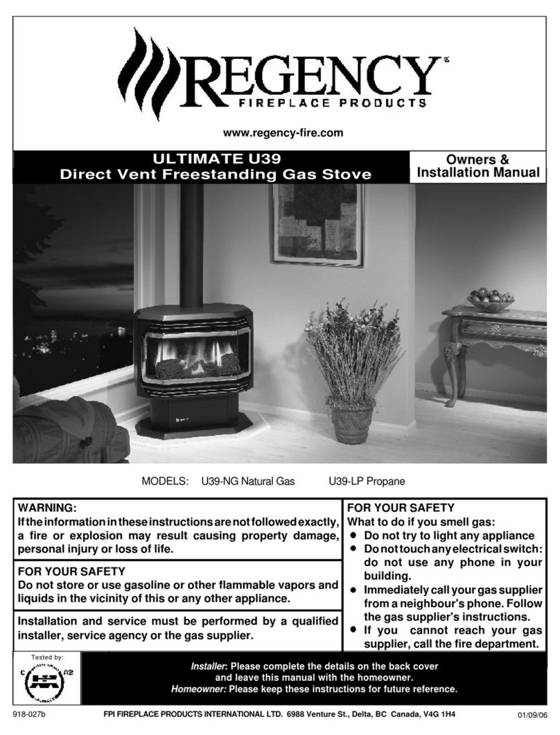 Regency ULTIMATE U39-LP Owners & installation manual