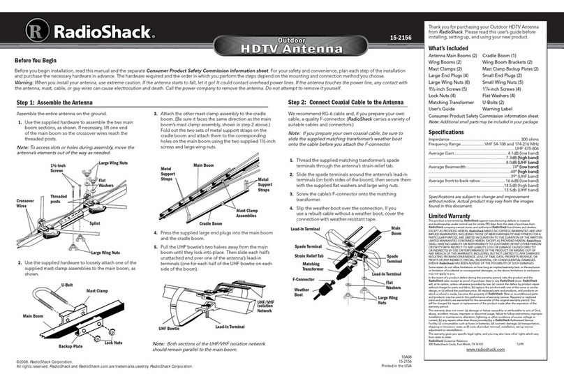 Radio Shack VU-190XR user guide
