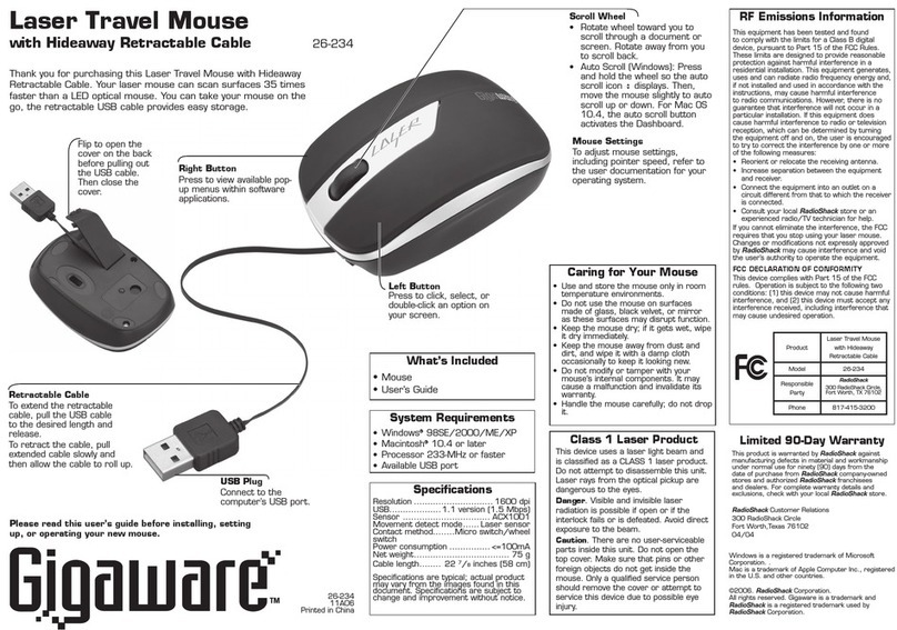 Gigaware 26-234 User manual