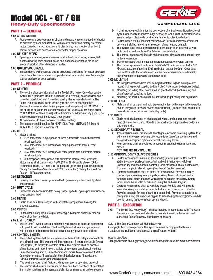 Genie GCL-GT User manual Genie GCL-GT User manual