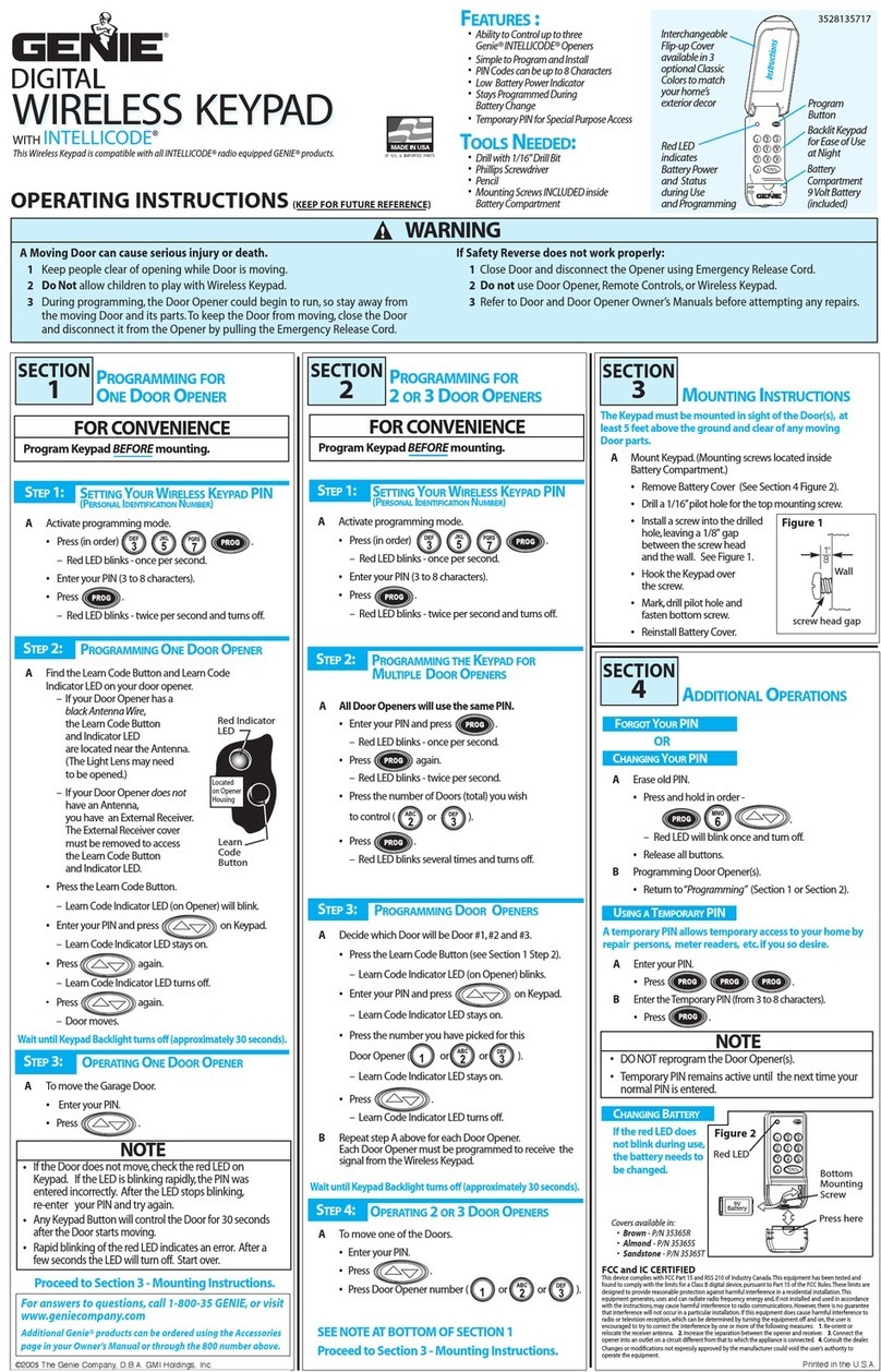 Genie Wireless Keypad User manual