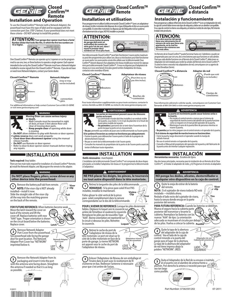 Genie Confirm Operating instructions