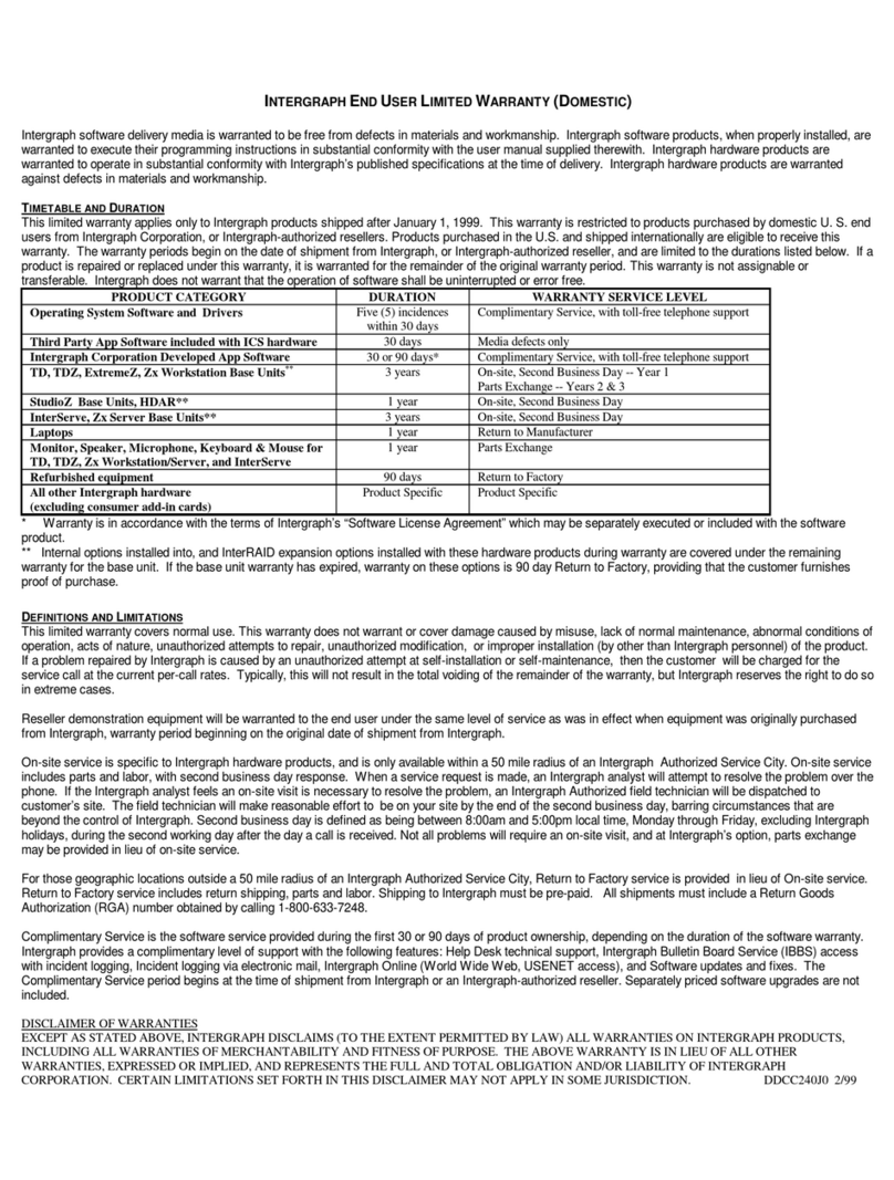 Intergraph DOMESTIC Warranty information booklet