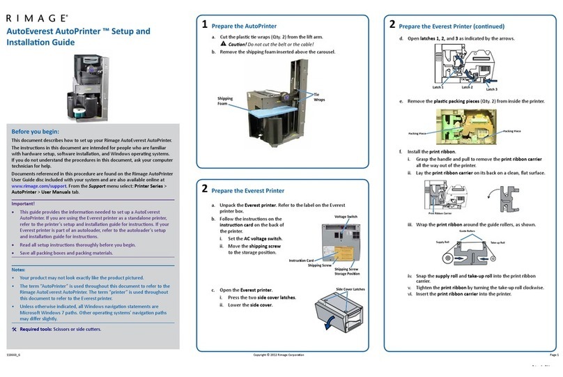 Rimage AutoEverest AutoPrinter Operating and safety instructions