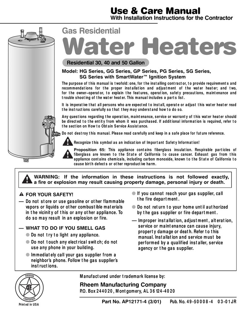 Rheem HG Series Use & care manual