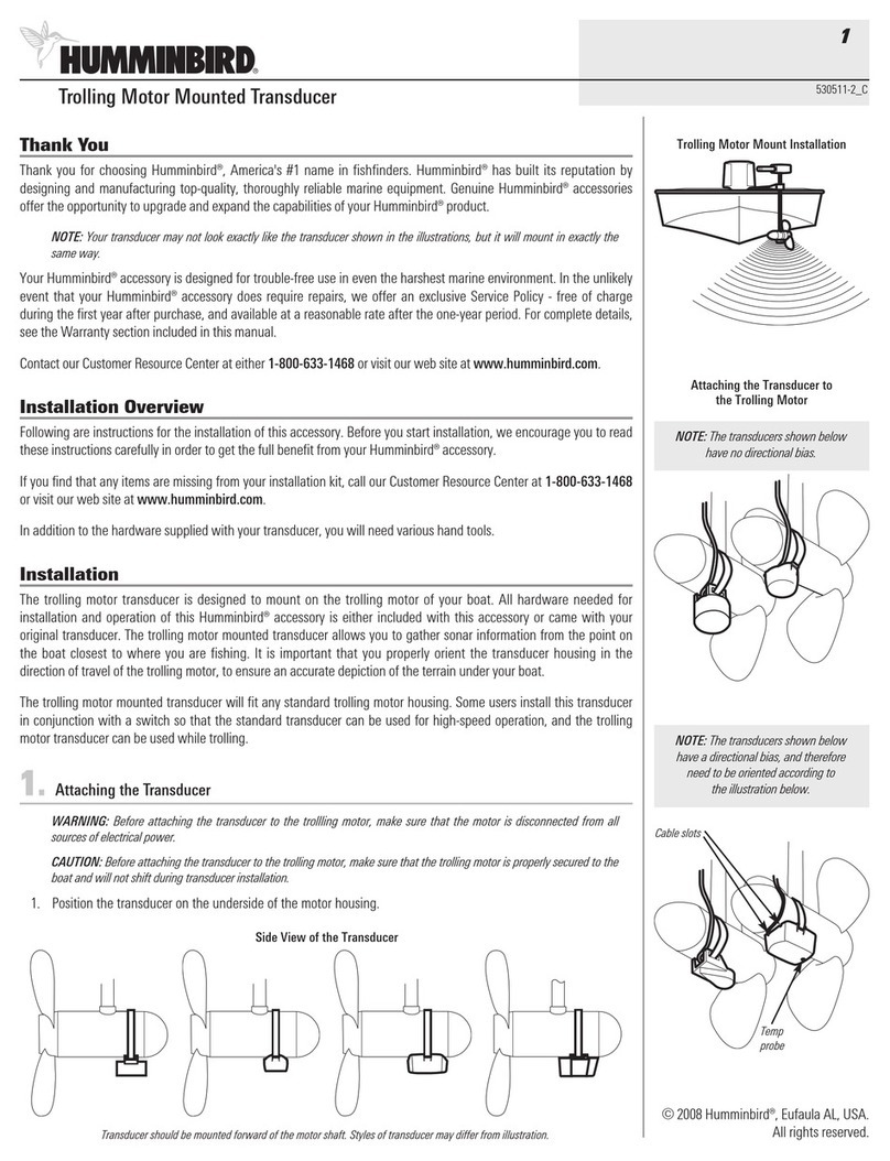 Humminbird transducer Assembly & operating instructions