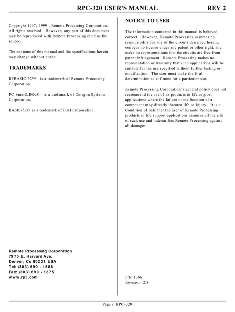 Remote Processing Coorporation RPC-320 user manual