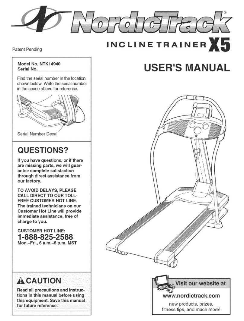 NordicTrack INCLINE TRAINER X5 NTK14940 user manual