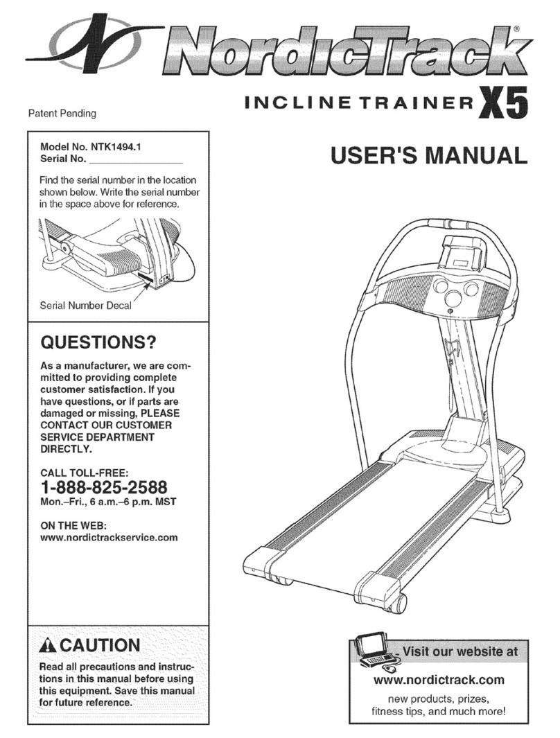NordicTrack INCLINE TRAINER X5 NTK1494.1 user manual