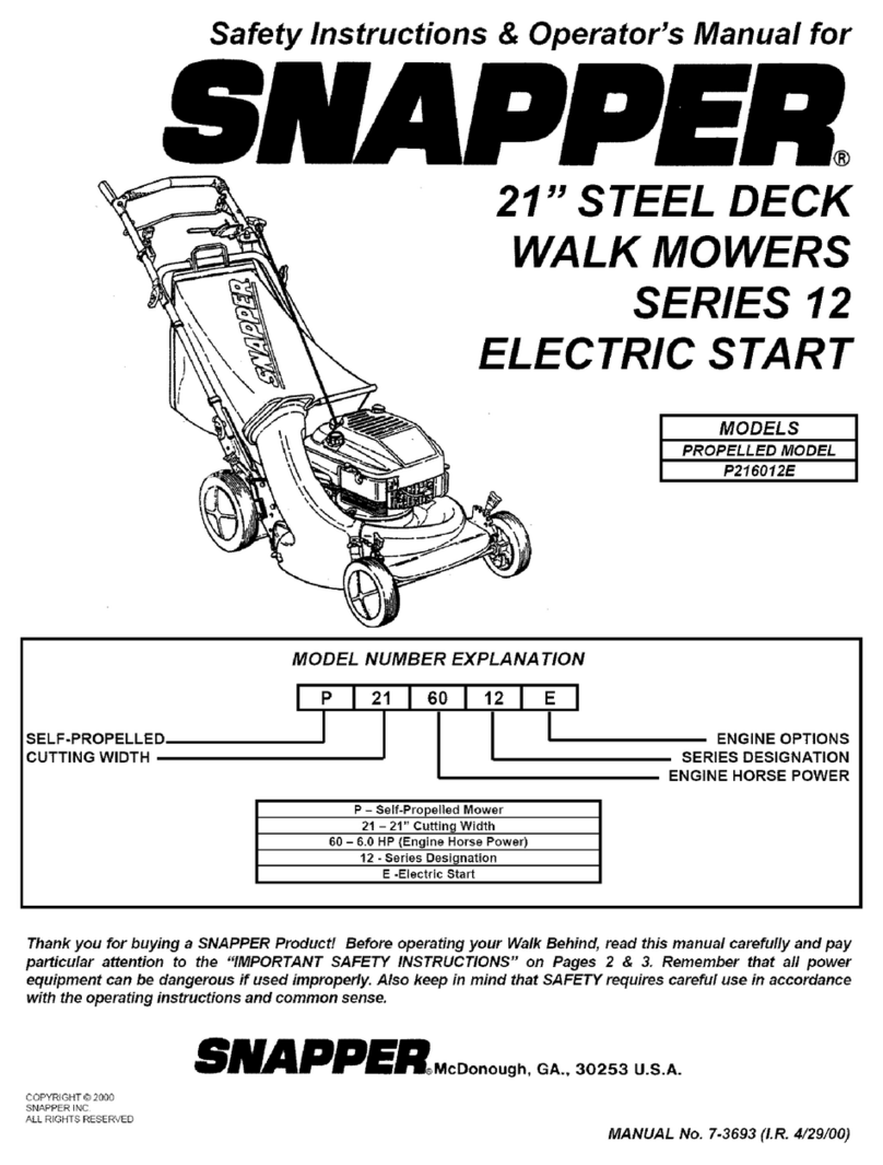 Snapper P216012E Operation and maintenance manual