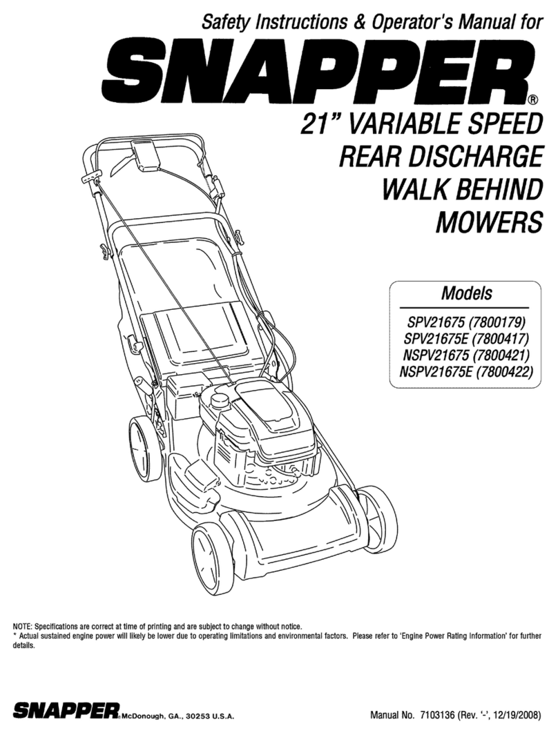 Snapper SPV21675 Operation and maintenance manual Snapper SPV21675 Operation and maintenance manual