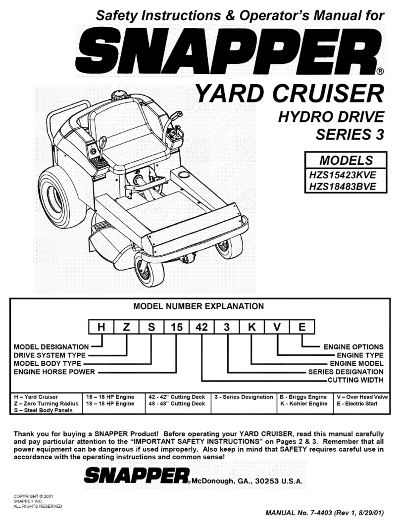 Snapper HZS15423KVE SERIES 3 Operation and maintenance manual Snapper HZS15423KVE SERIES 3 Operation and maintenance manual