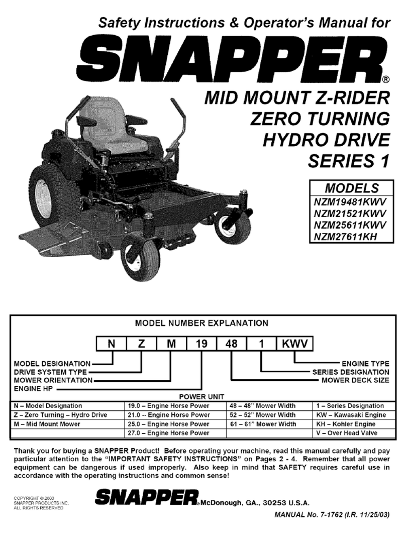 Snapper NZM27611KH SERIES 1 Operation and maintenance manual