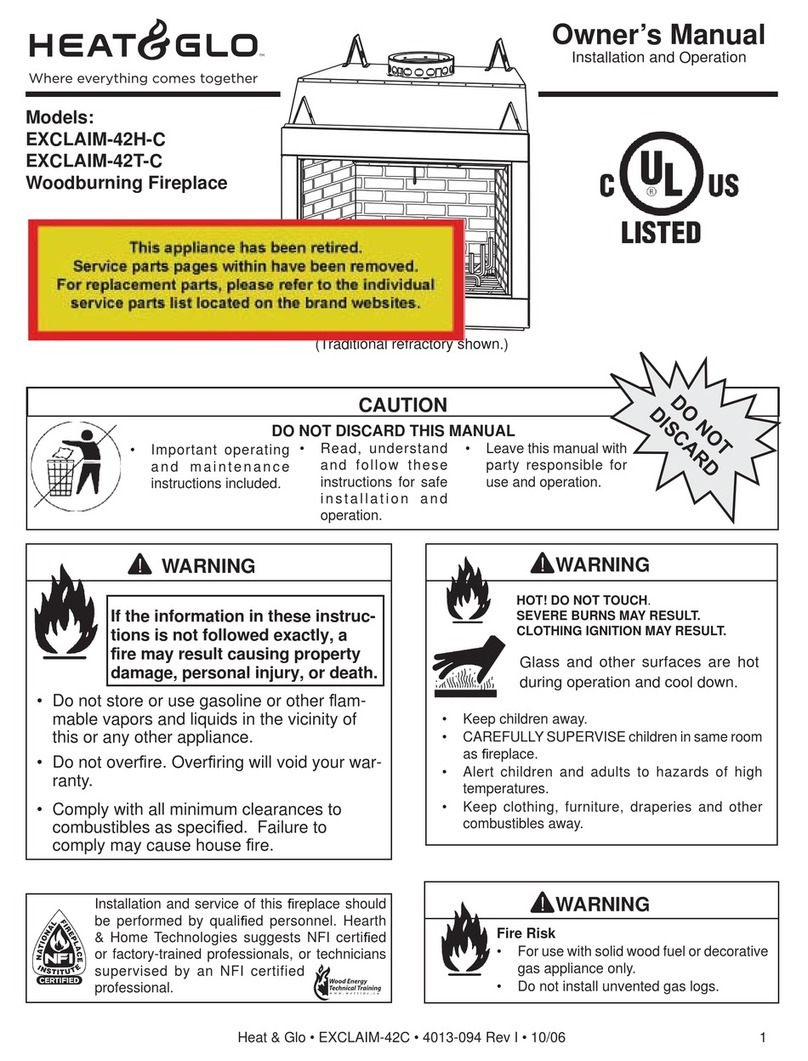 Heat & Glo EXCLAIM-42H-C User manual