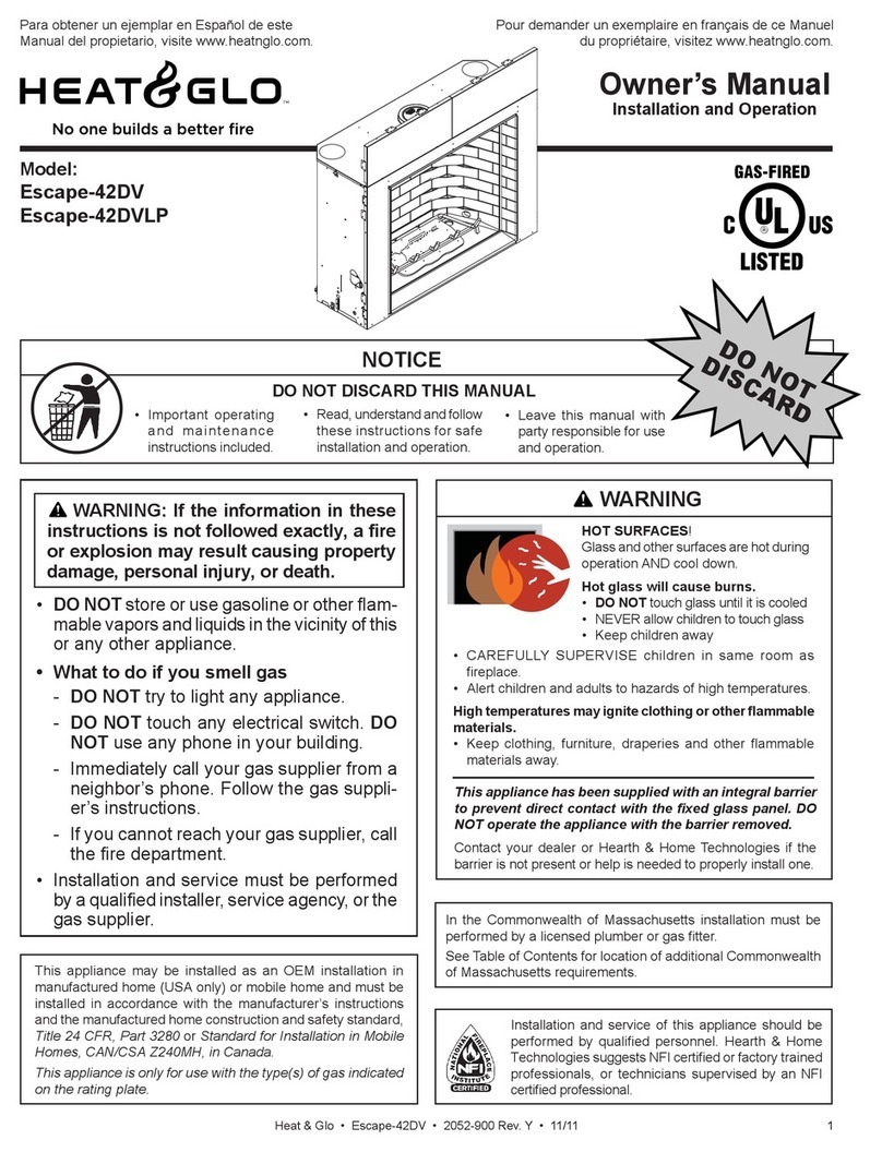 Heat & Glo Escape-42DV User manual