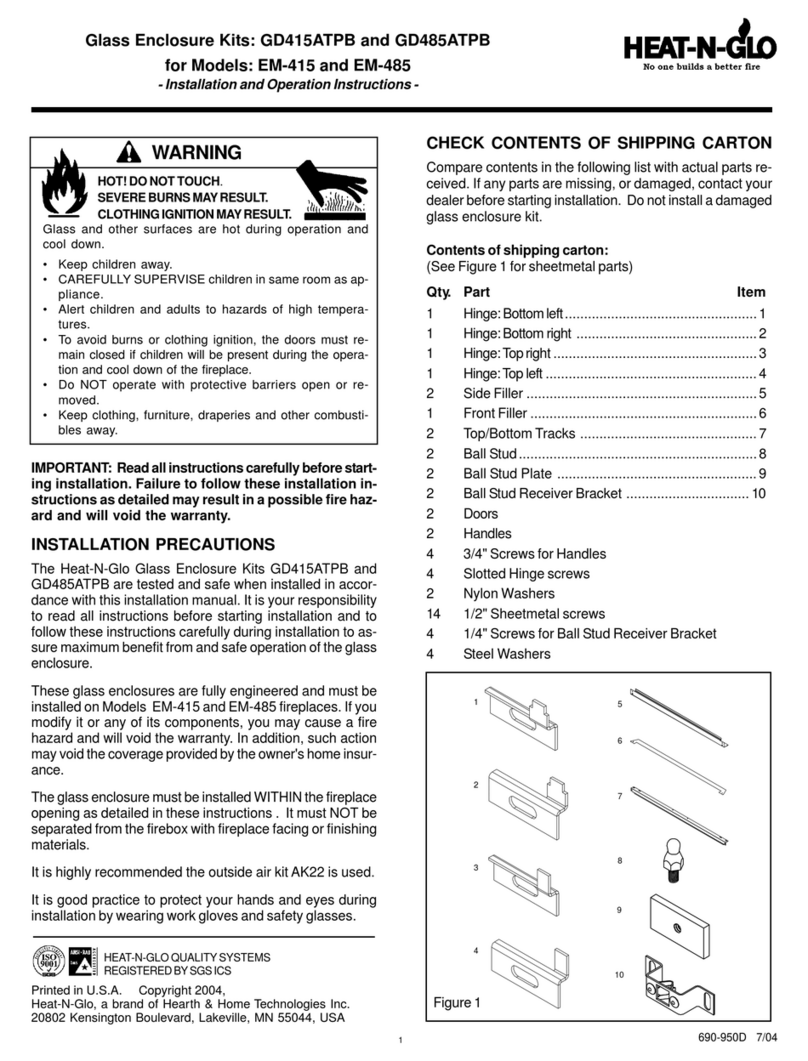 Heat & Glo GD415ATPB Installation and operation instructions