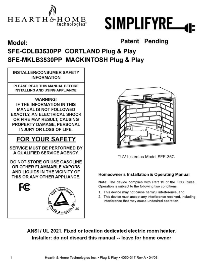Hearth and Home Technologies SFE-CDLB3530PP Homeowner's installation & operating manual Hearth and Home Technologies SFE-CDLB3530PP Homeowner's installation & operating manual