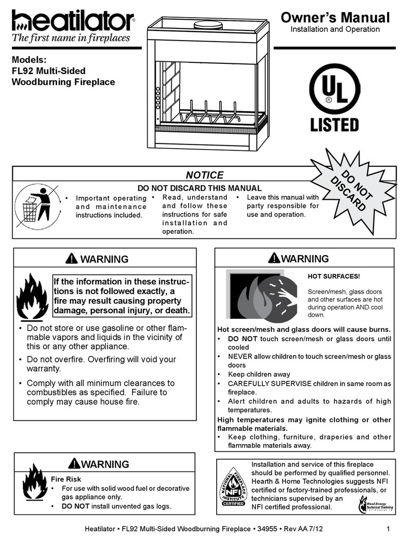 Heatilator FL92 owner's manual
